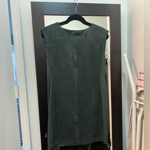 Bcbgmaxazria Green Velvet Dress Size M with Zipper shoulder detail